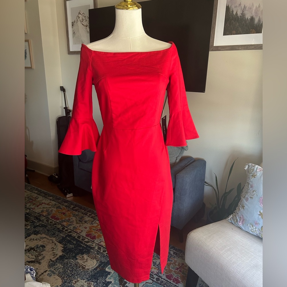 Zara Red Off-Shoulder Dress